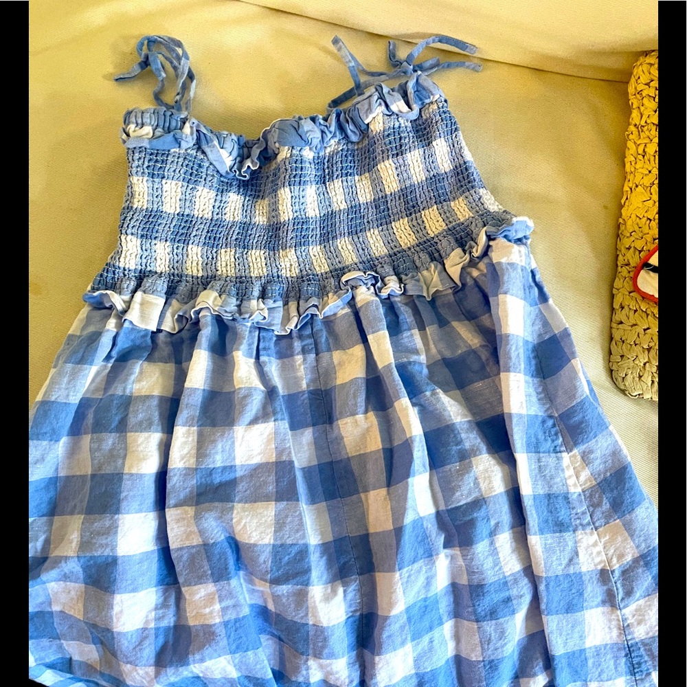 Crewcuts blue and white gingham smocked dress